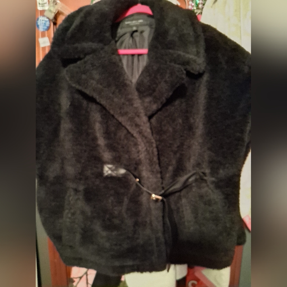 Luxurious Black Faux Fur Women's Coat